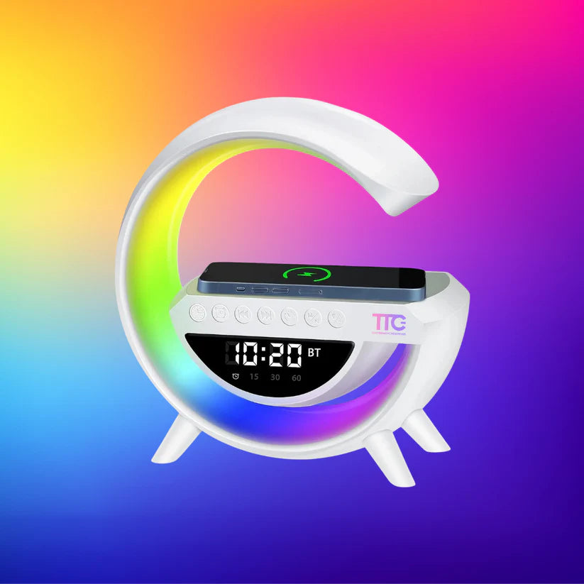 G Shaped RGB Light Table Lamp With Wireless Charger